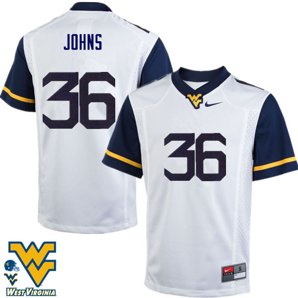 NCAA Men's Ricky Johns West Virginia Mountaineers White #36 Nike Stitched Football College Authentic Jersey RF23T68AY